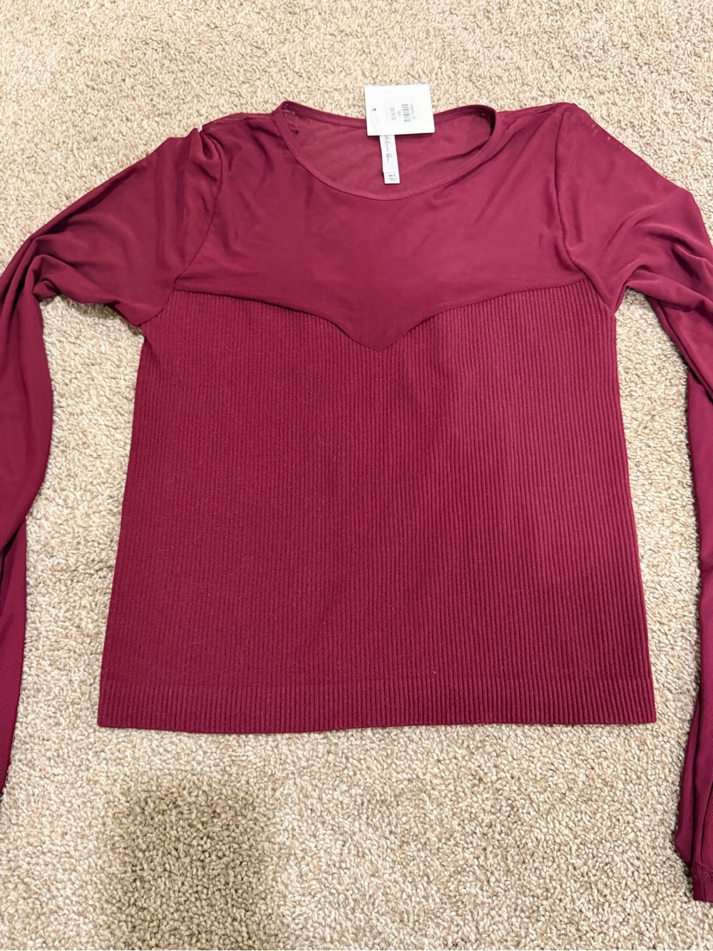 Long Sleeve Ribbed Panel Top